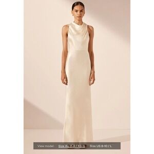 NWT Shona Joy La Lune High Neck Bias Maxi Dress Cream Size 8 Sleeveless Formal‎